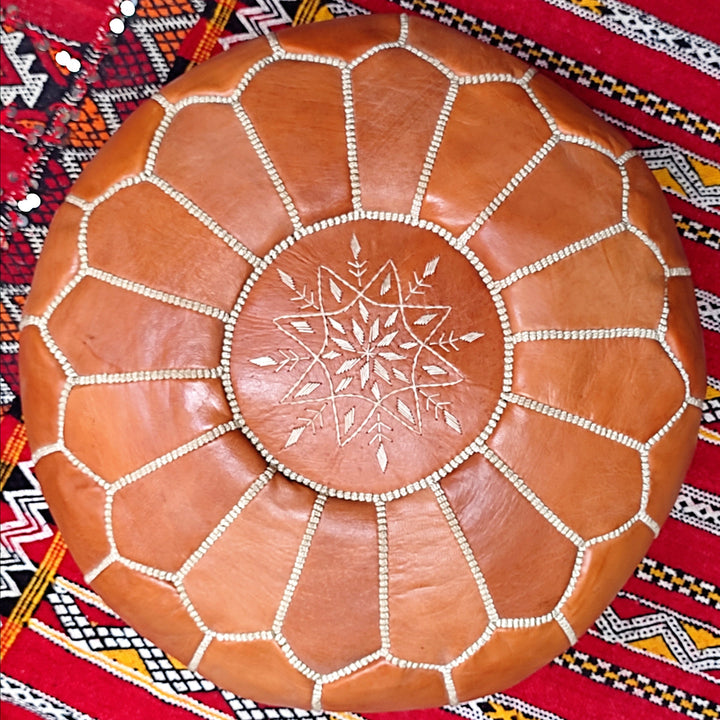 Set Of 2 Authentic Moroccan Genuine Leather Poufs, Soft, Strong, Naturally Treated and 100% Organic.-JA ZWIIN