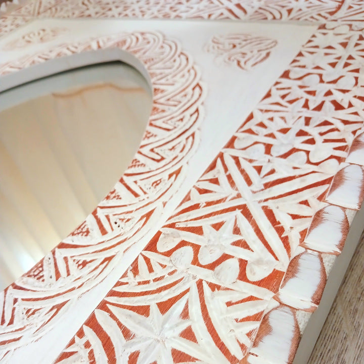 White Handcarved Mirror