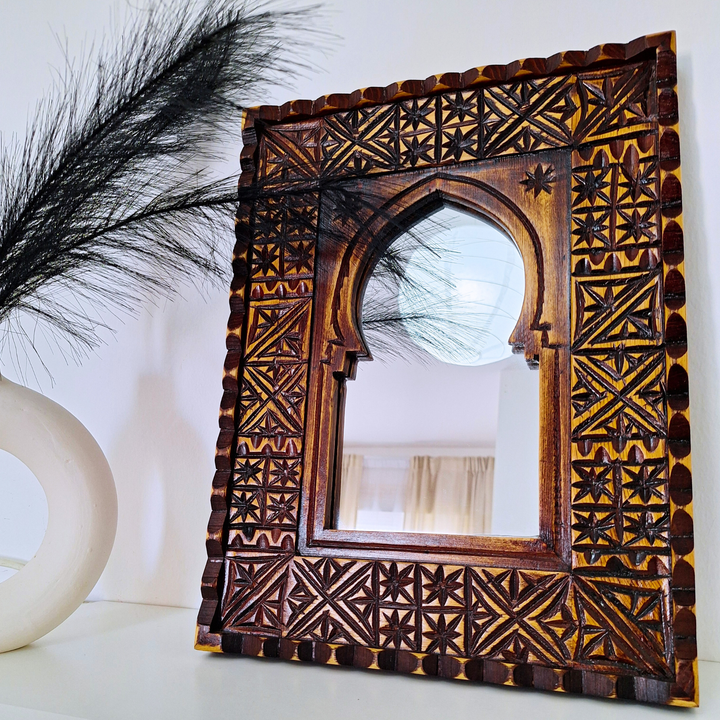 Assorted Small Moroccan Vintage Style Mirrors, Handcarved  with Berber Patterns.-JA ZWIIN