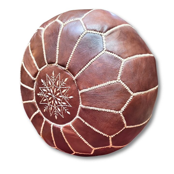 Set Of 2 Authentic Moroccan Genuine Leather Poufs, Soft, Strong, Naturally Treated and 100% Organic.-JA ZWIIN