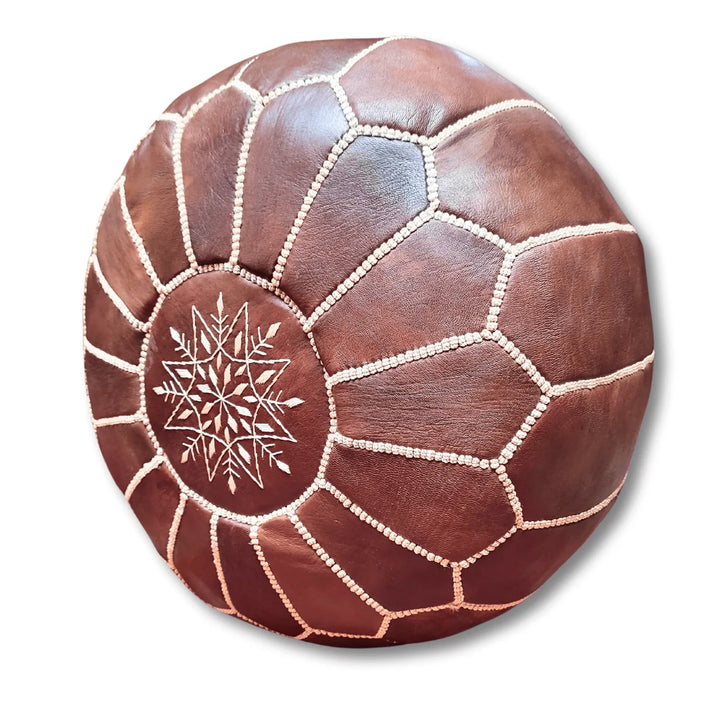Genuine Leather Pouf, Soft and Strong, 5 Years Warranty, 100% Organic and Naturally Treated. - JA ZWIIN