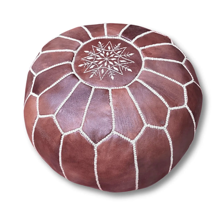 Genuine Leather Pouf, Soft and Strong, 5 Years Warranty, 100% Organic and Naturally Treated. - JA ZWIIN
