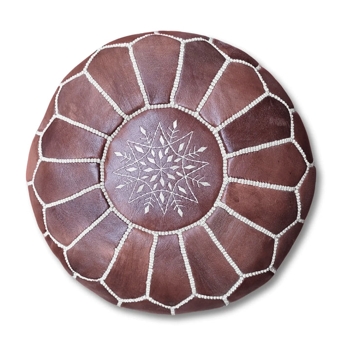 Strong Moroccan Genuine Leather Pouf, 100% Handmade, Naturally Treated, Organic and Very Soft. - JA ZWIIN