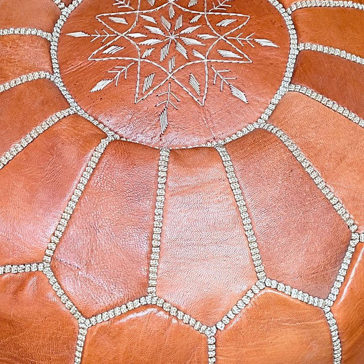 Set Of 2 Authentic Moroccan Genuine Leather Poufs, Soft, Strong, Naturally Treated and 100% Organic.-JA ZWIIN