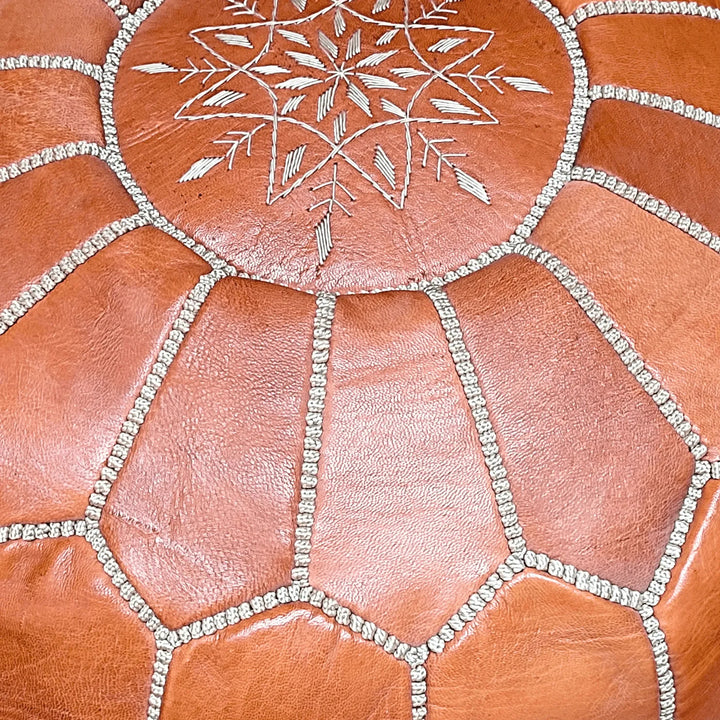 Genuine Leather Pouf, Soft and Strong, 5 Years Warranty, 100% Organic and Naturally Treated. - JA ZWIIN