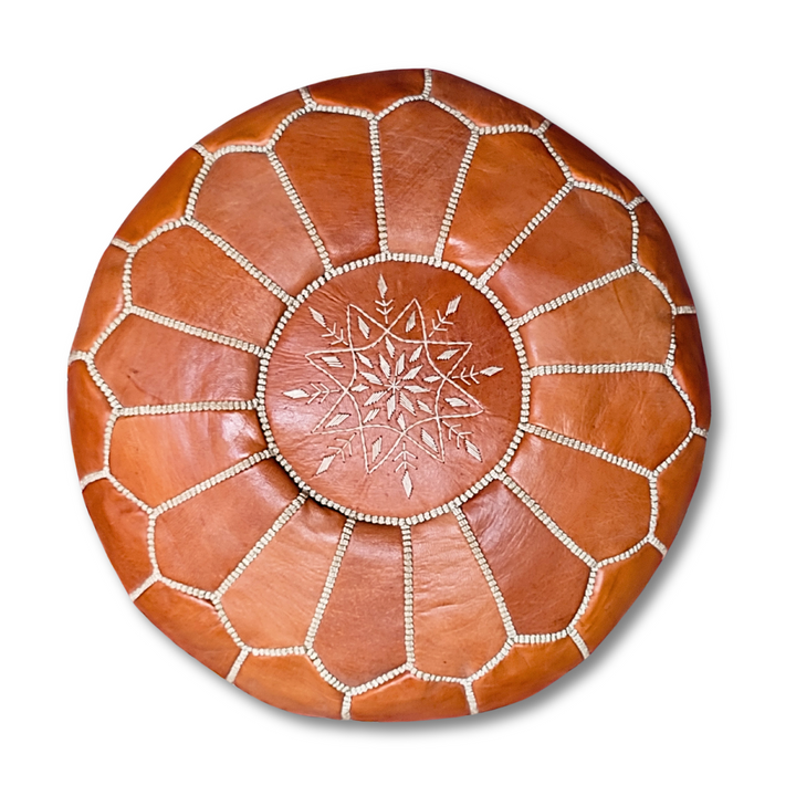 Set Of 2 Authentic Moroccan Genuine Leather Poufs, Soft, Strong, Naturally Treated and 100% Organic.-JA ZWIIN