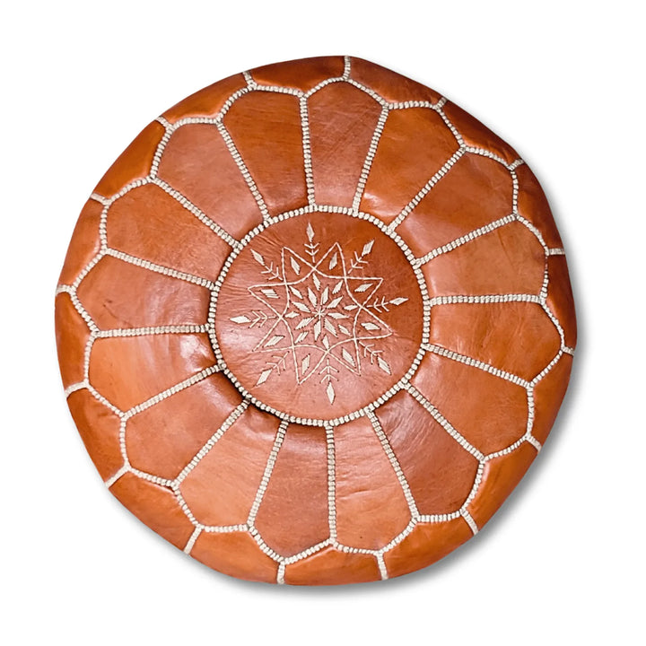 Set Of 2 Authentic Moroccan Genuine Leather Poufs, Soft, Strong, Naturally Treated and 100% Organic. - JA ZWIIN