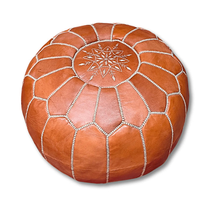 Genuine Leather Pouf, Soft and Strong, 5 Years Warranty, 100% Organic and Naturally Treated. - JA ZWIIN