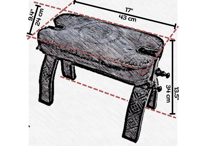 Black Moroccan Camel Saddle Stool, Genuine Leather Cushion and Solid Cedar Wood Carved Base.-JA ZWIIN