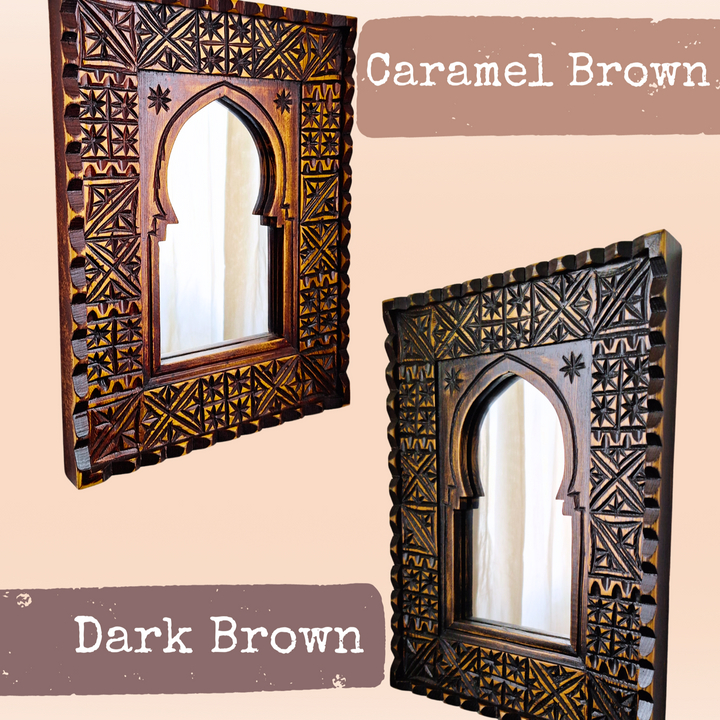 Assorted Small Moroccan Vintage Style Mirrors, Handcarved  with Berber Patterns.-JA ZWIIN