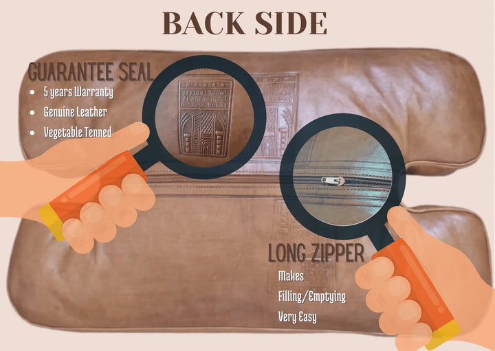 Turquase Genuine Leather Footstool, 100% Handmade Camel Saddle Stool. - JA ZWIIN