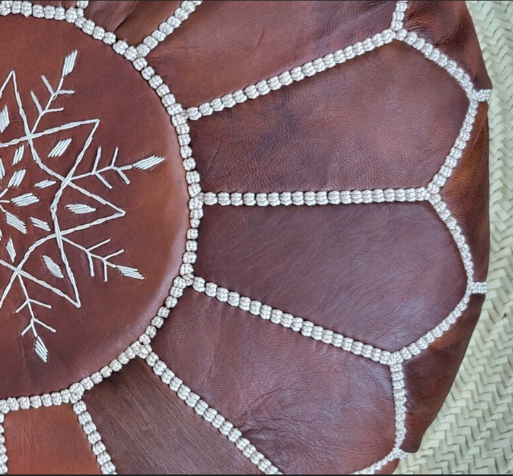 Set Of 2 Authentic Moroccan Genuine Leather Poufs, Soft, Strong, Naturally Treated and 100% Organic.-JA ZWIIN