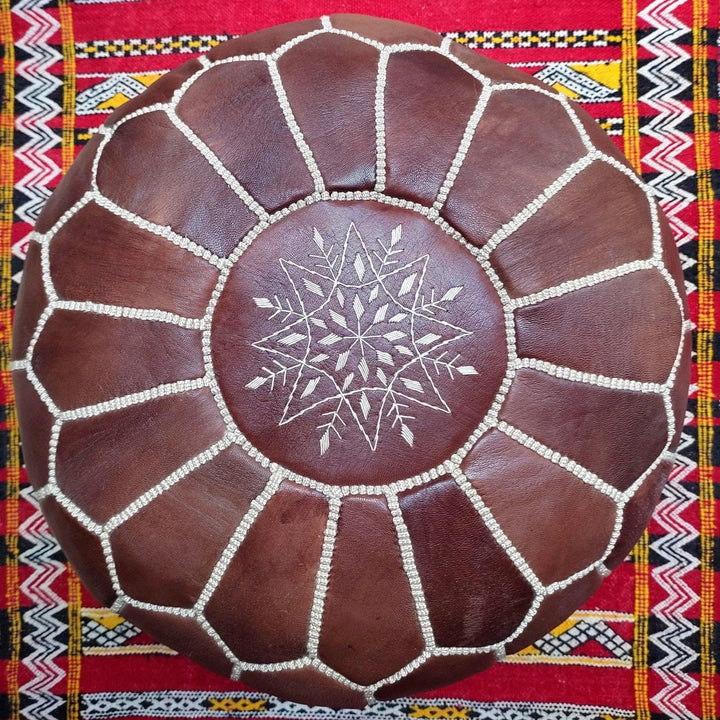 Set Of 2 Authentic Moroccan Genuine Leather Poufs, Soft, Strong, Naturally Treated and 100% Organic. - JA ZWIIN